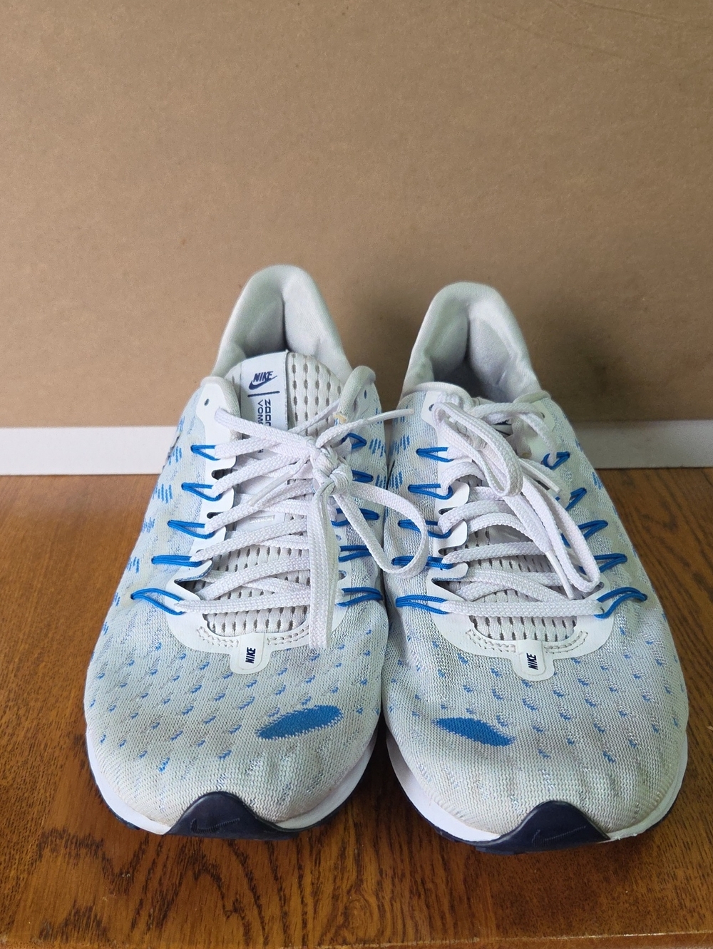Nike Air Zoom Vomero 14 sneakers 2019 in a white and blue colorway.